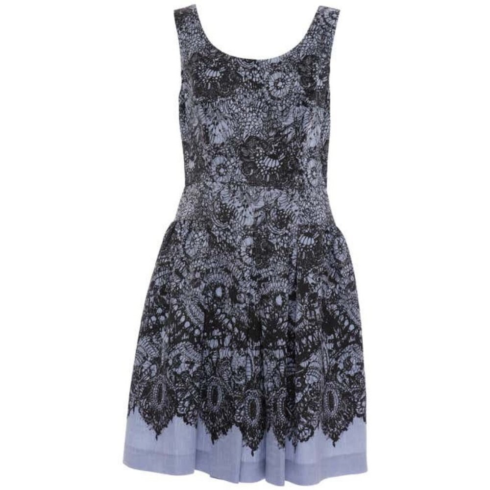 Prada Sleeveless Lace Overlay Pattern Dress 44 8
